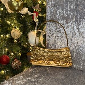 Elegant Beaded/Sequin Gold Handbag